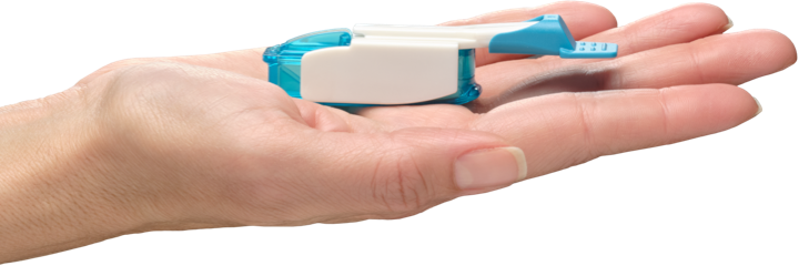 hand holding TYVASO DPI inhaler